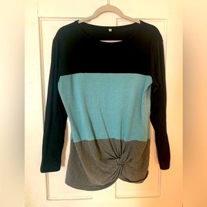 Colorblock Twist Knot Front Tunic Top Size M